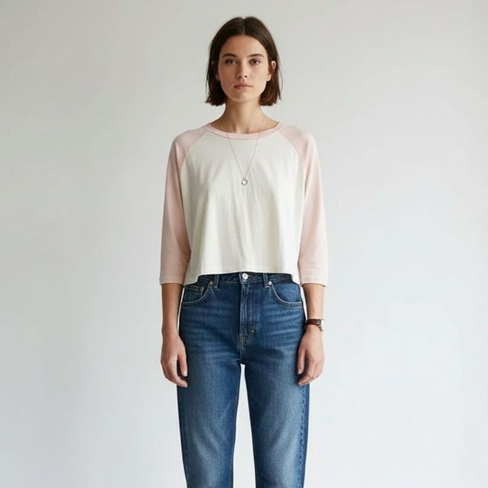 NWT FOR DAYS Cropped Pink Sleeved Baseball Tee XXL